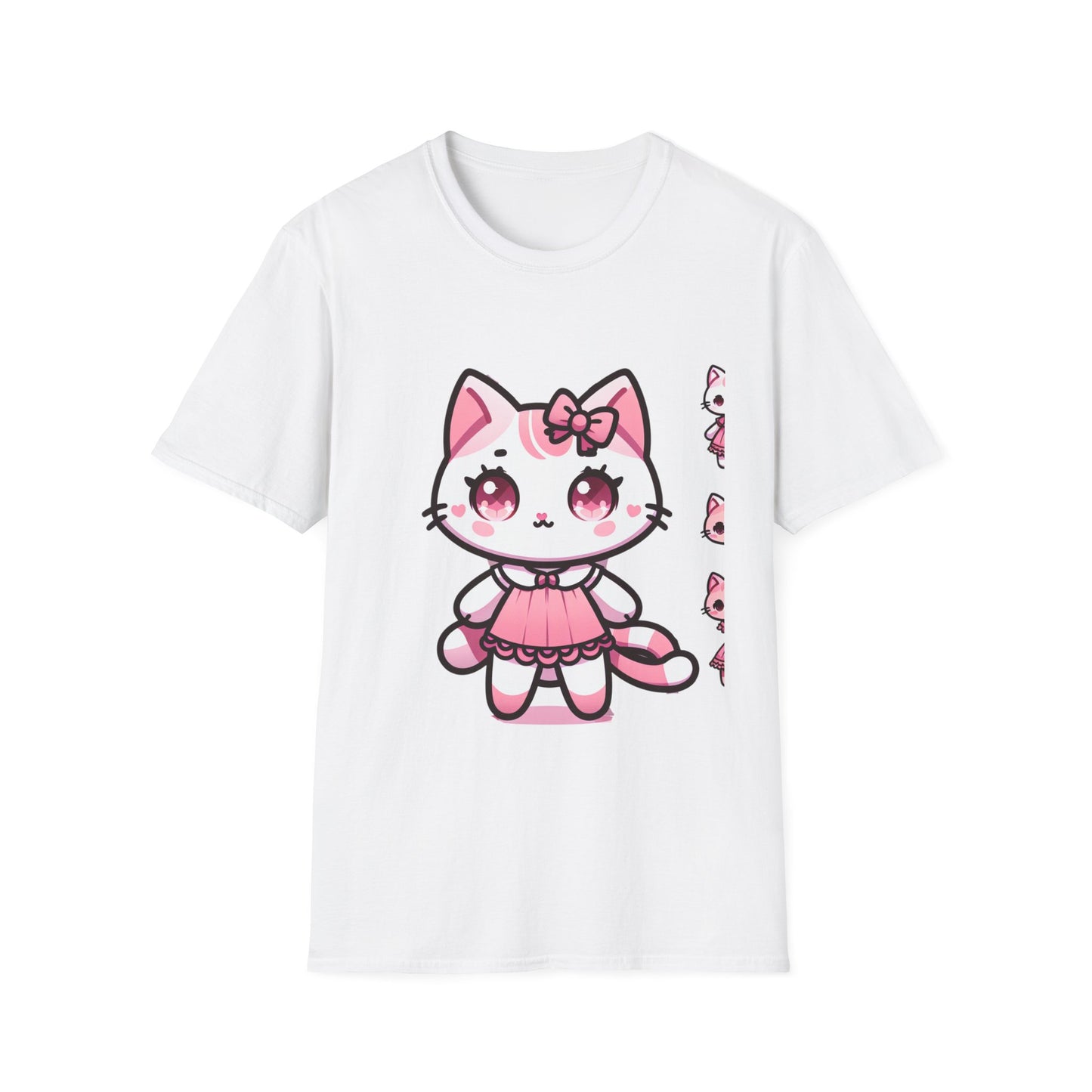 Cute Cat Character Unisex Softstyle T-Shirt for Animal Lovers