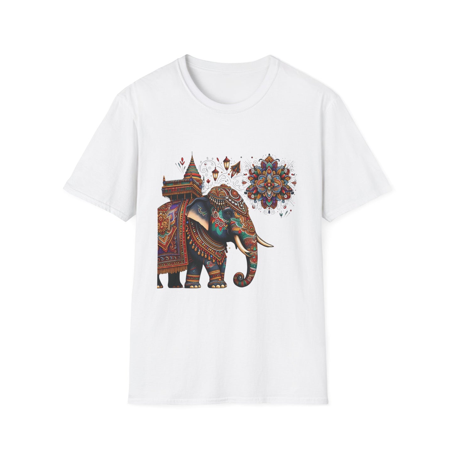 Bohemian Elephant Art T-Shirt - Softstyle Graphic Tee for Nature Lovers