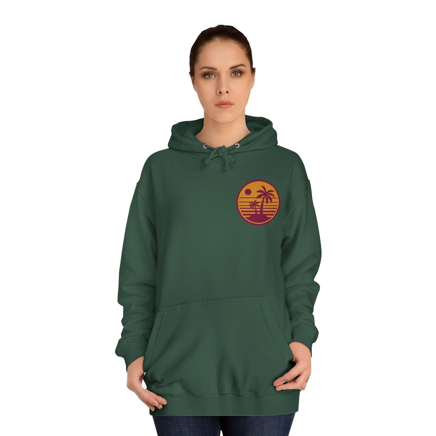 Unisex College Hoodie with Beach Sunset Print