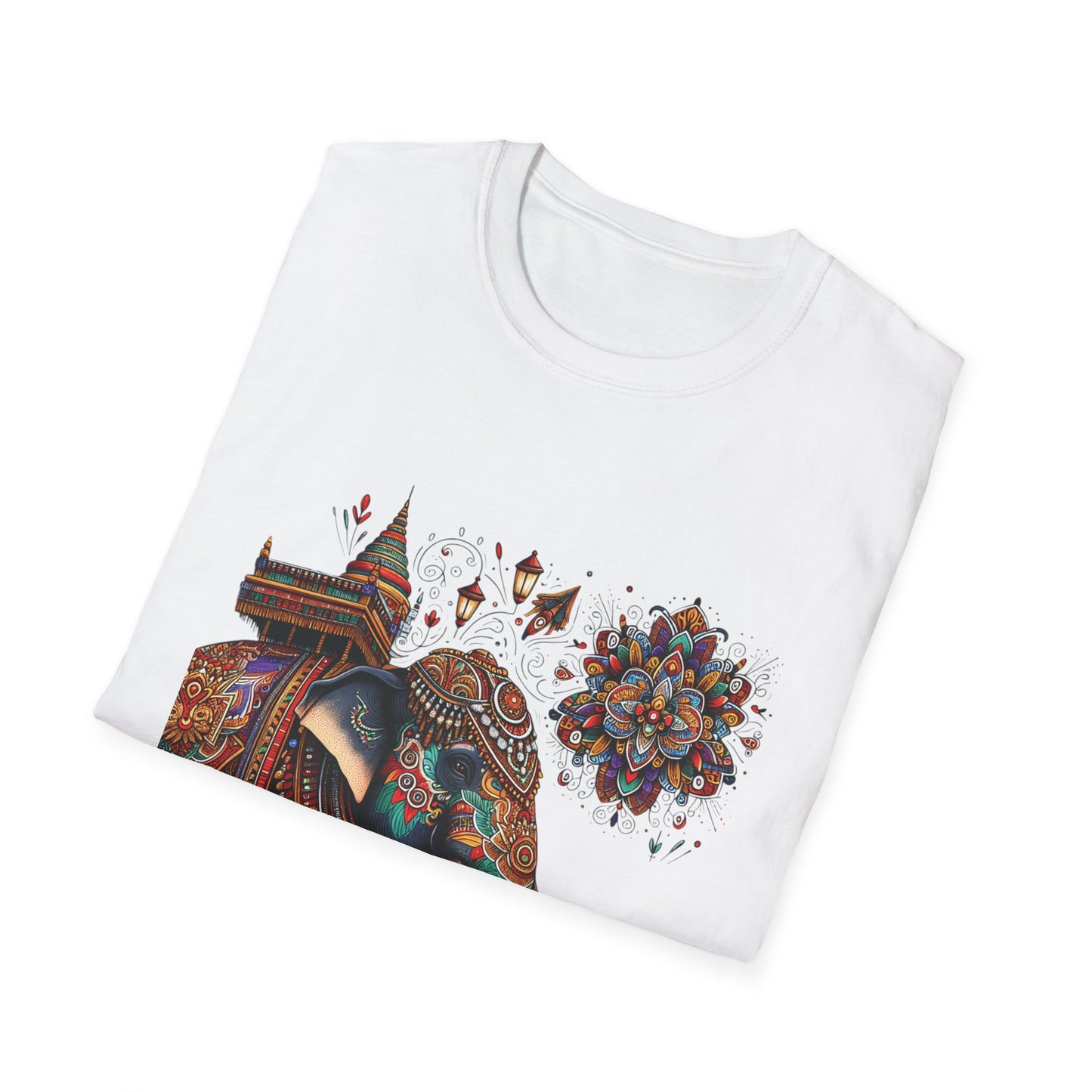 Bohemian Elephant Art T-Shirt - Softstyle Graphic Tee for Nature Lovers