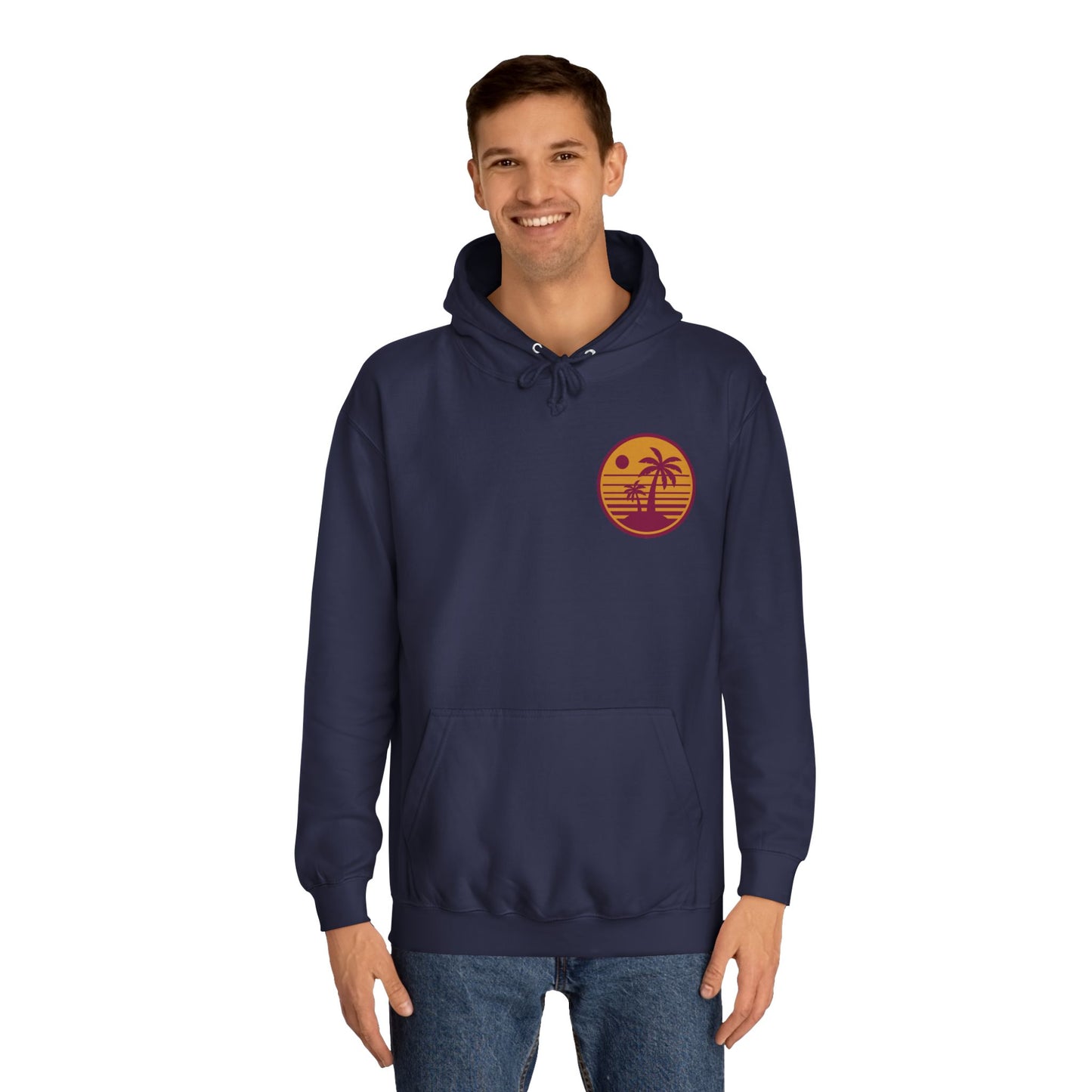 Unisex College Hoodie with Beach Sunset Print