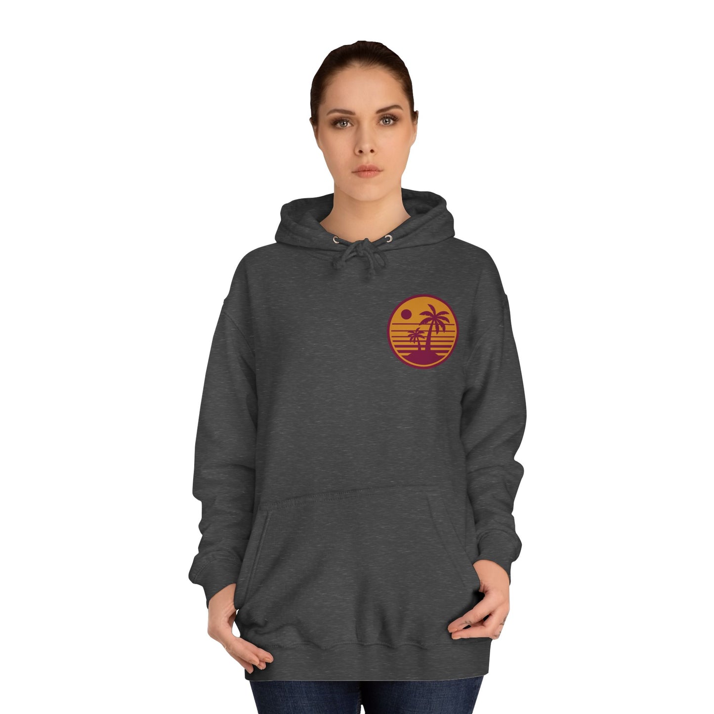 Unisex College Hoodie with Beach Sunset Print