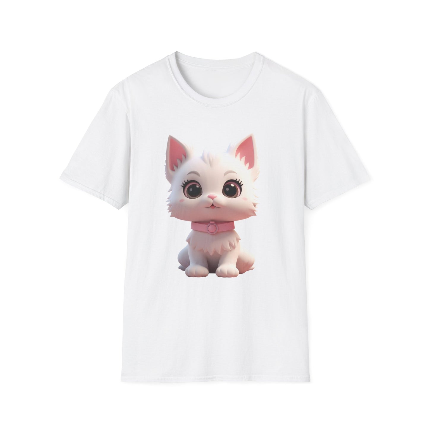 Cute Cartoon Cat Softstyle T-Shirt - Perfect for Pet Lovers