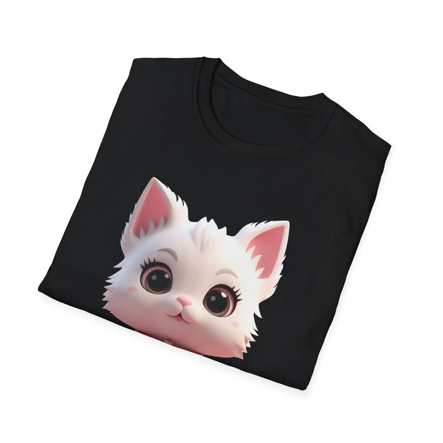 Cute Cartoon Cat Softstyle T-Shirt - Perfect for Pet Lovers