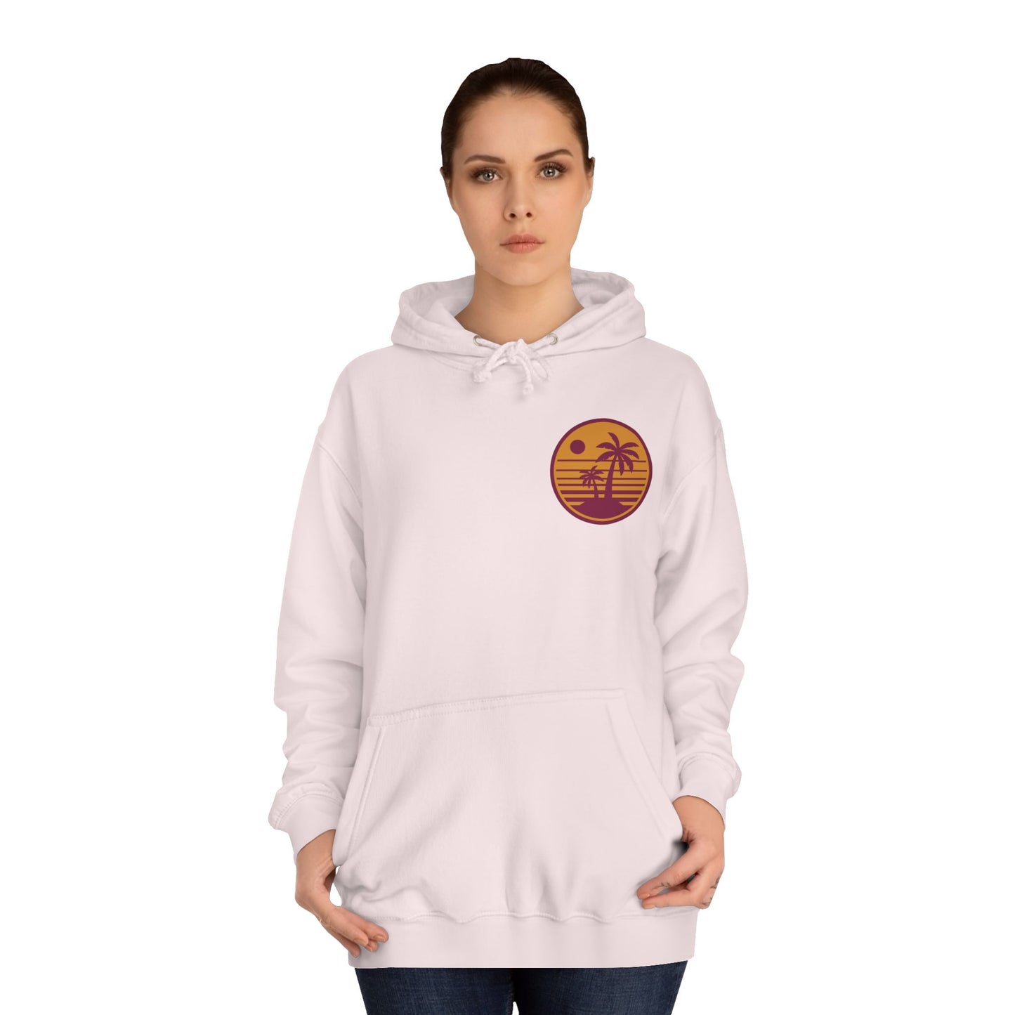 Unisex College Hoodie with Beach Sunset Print