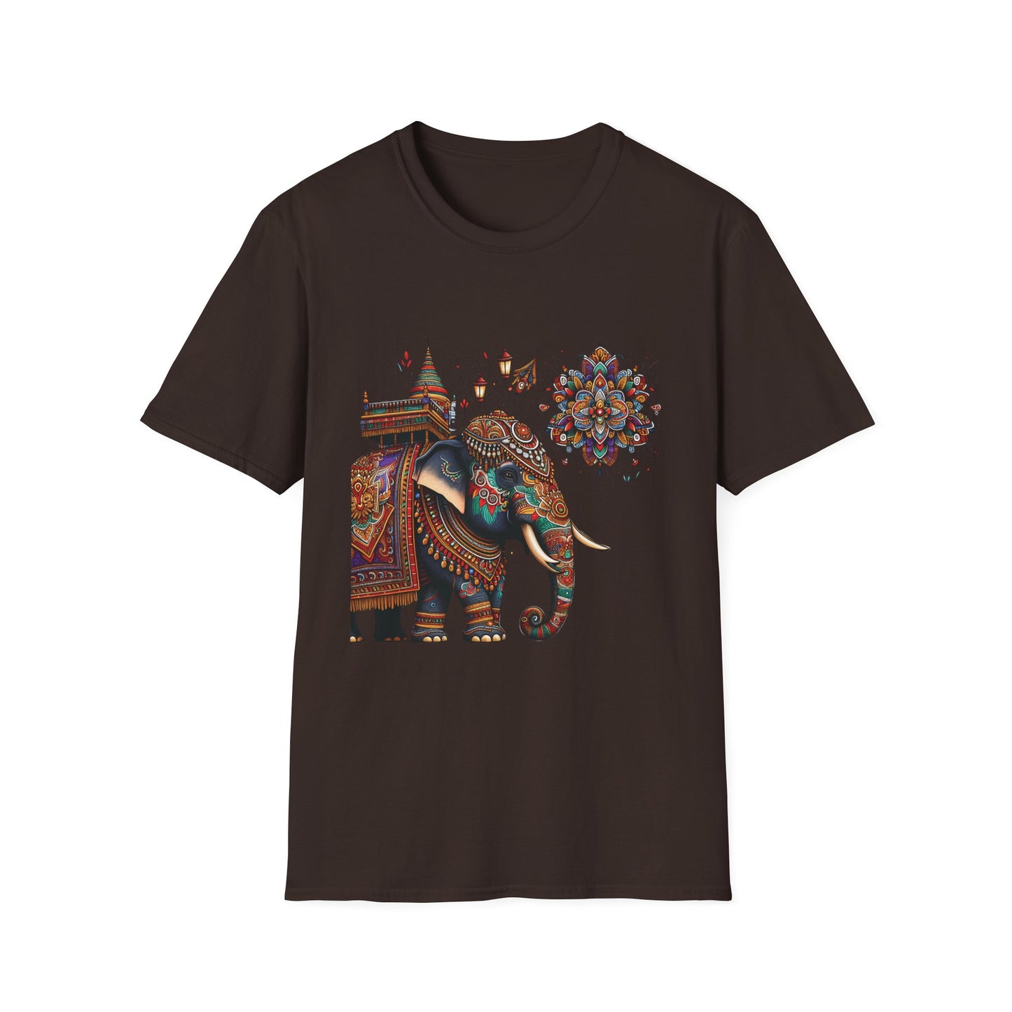 Bohemian Elephant Art T-Shirt - Softstyle Graphic Tee for Nature Lovers