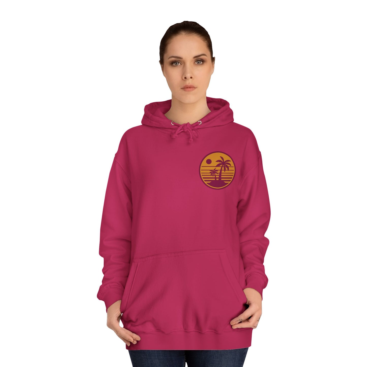 Unisex College Hoodie with Beach Sunset Print