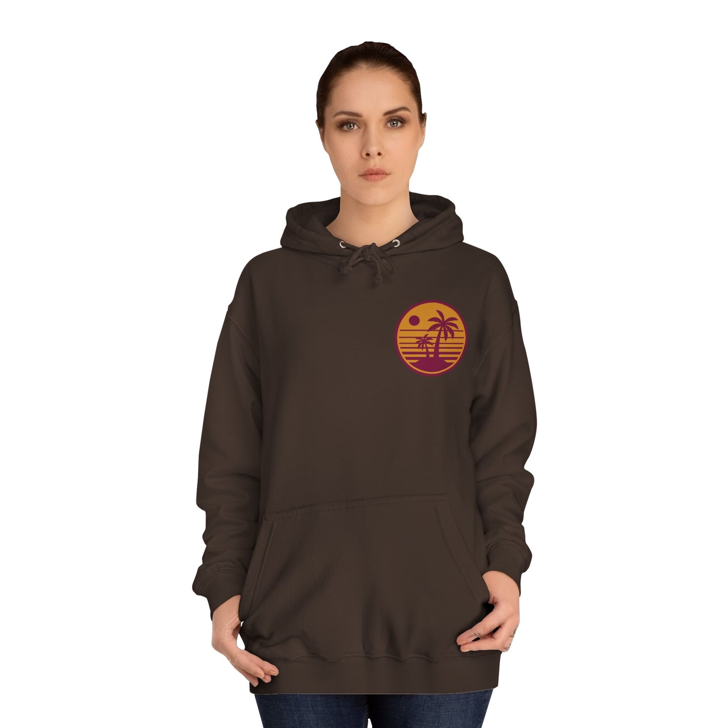 Unisex College Hoodie with Beach Sunset Print