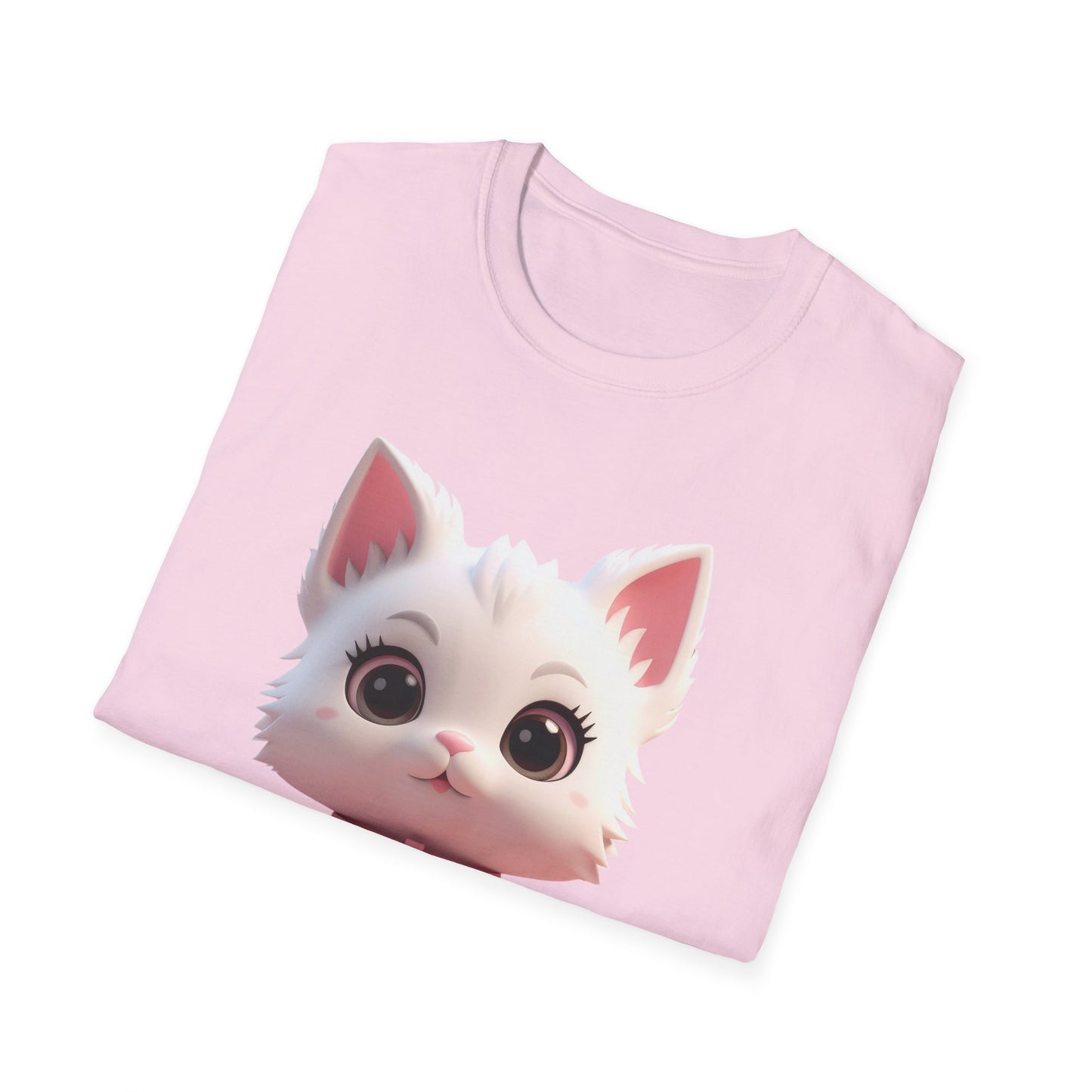 Cute Cartoon Cat Softstyle T-Shirt - Perfect for Pet Lovers