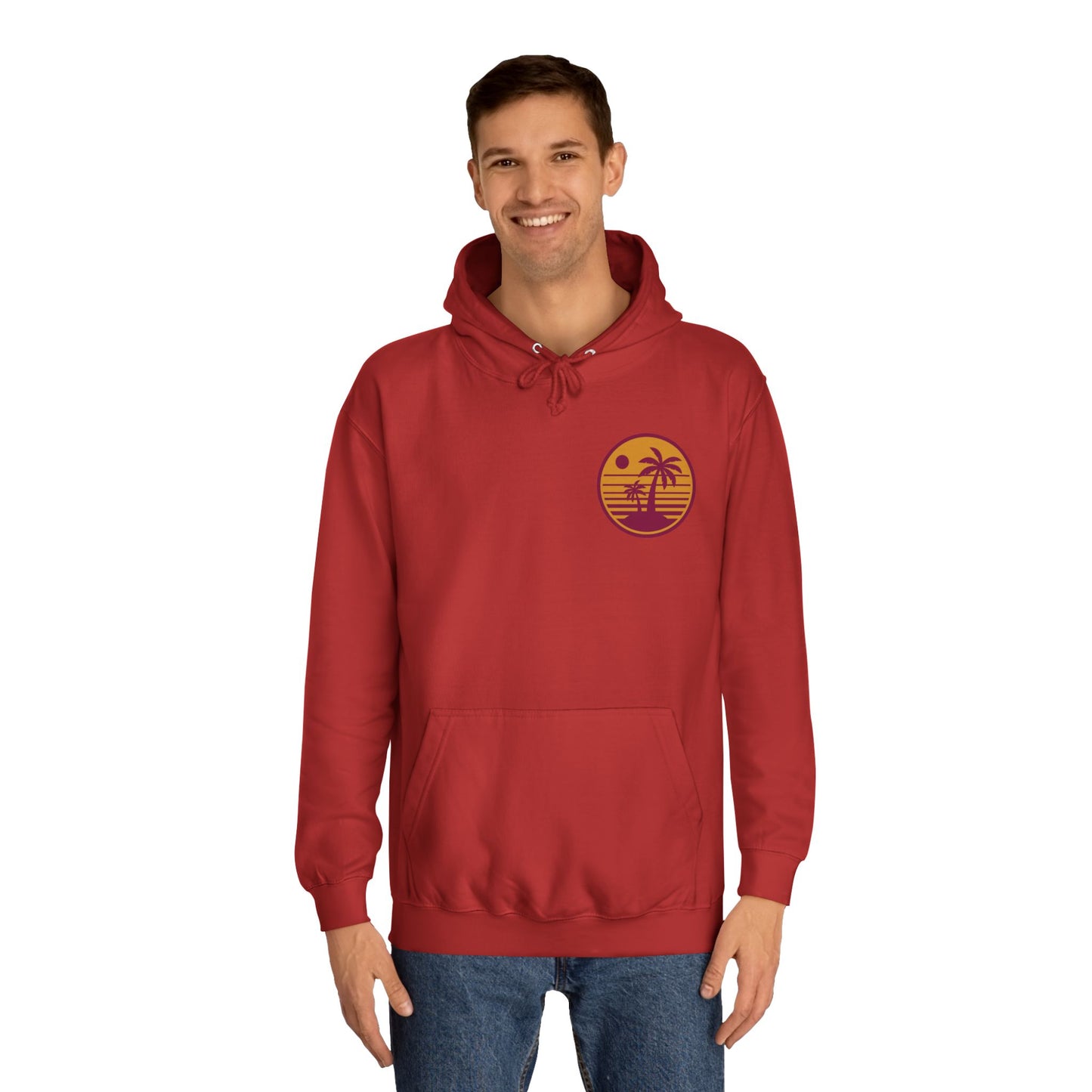 Unisex College Hoodie with Beach Sunset Print