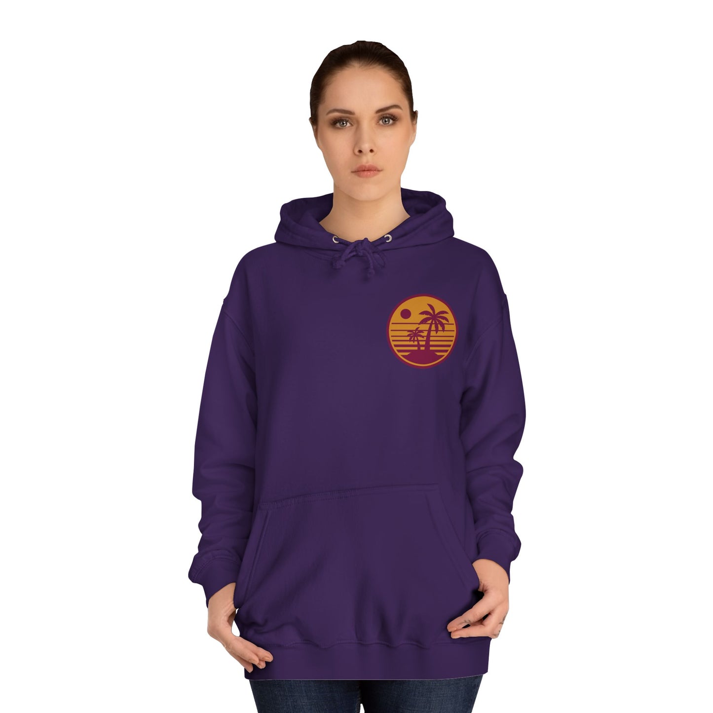 Unisex College Hoodie with Beach Sunset Print