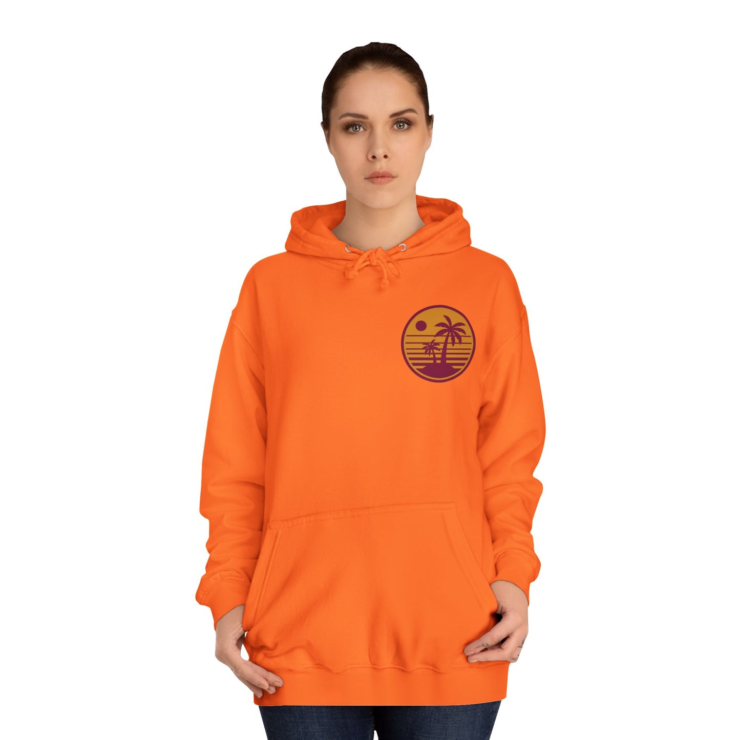 Unisex College Hoodie with Beach Sunset Print