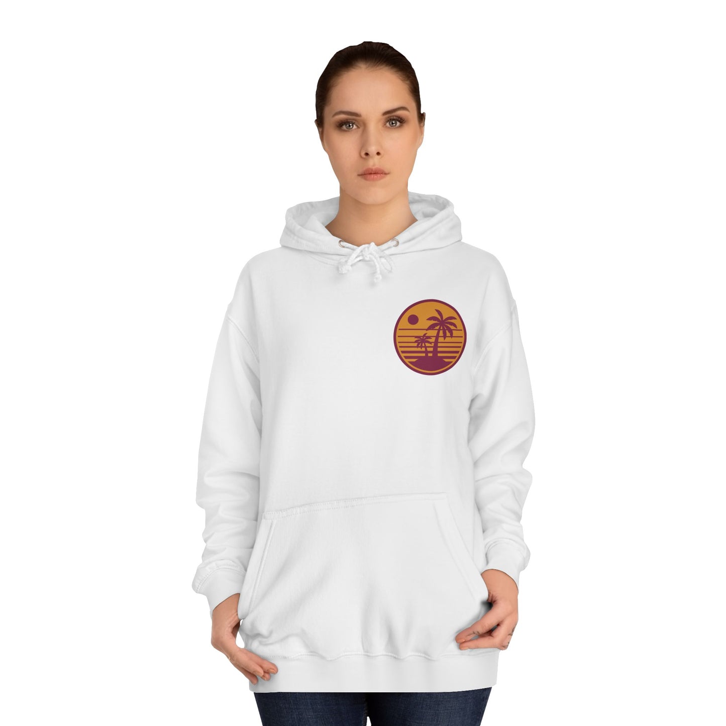 Unisex College Hoodie with Beach Sunset Print