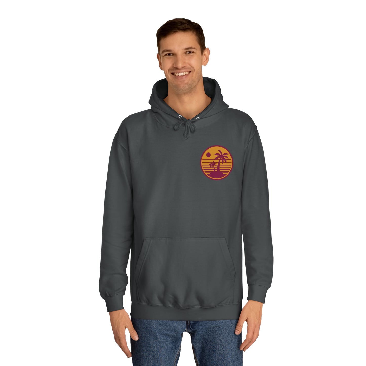 Unisex College Hoodie with Beach Sunset Print
