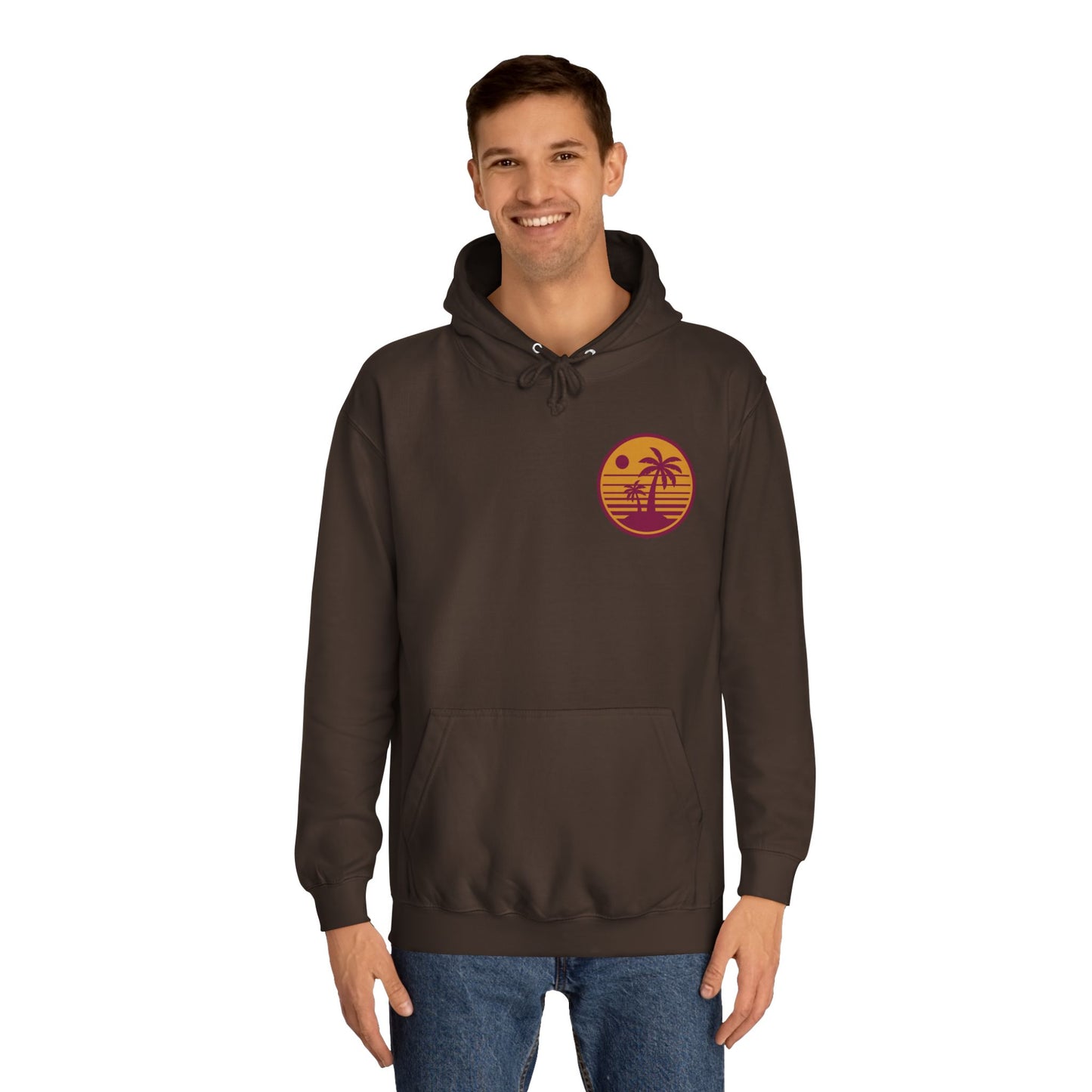 Unisex College Hoodie with Beach Sunset Print