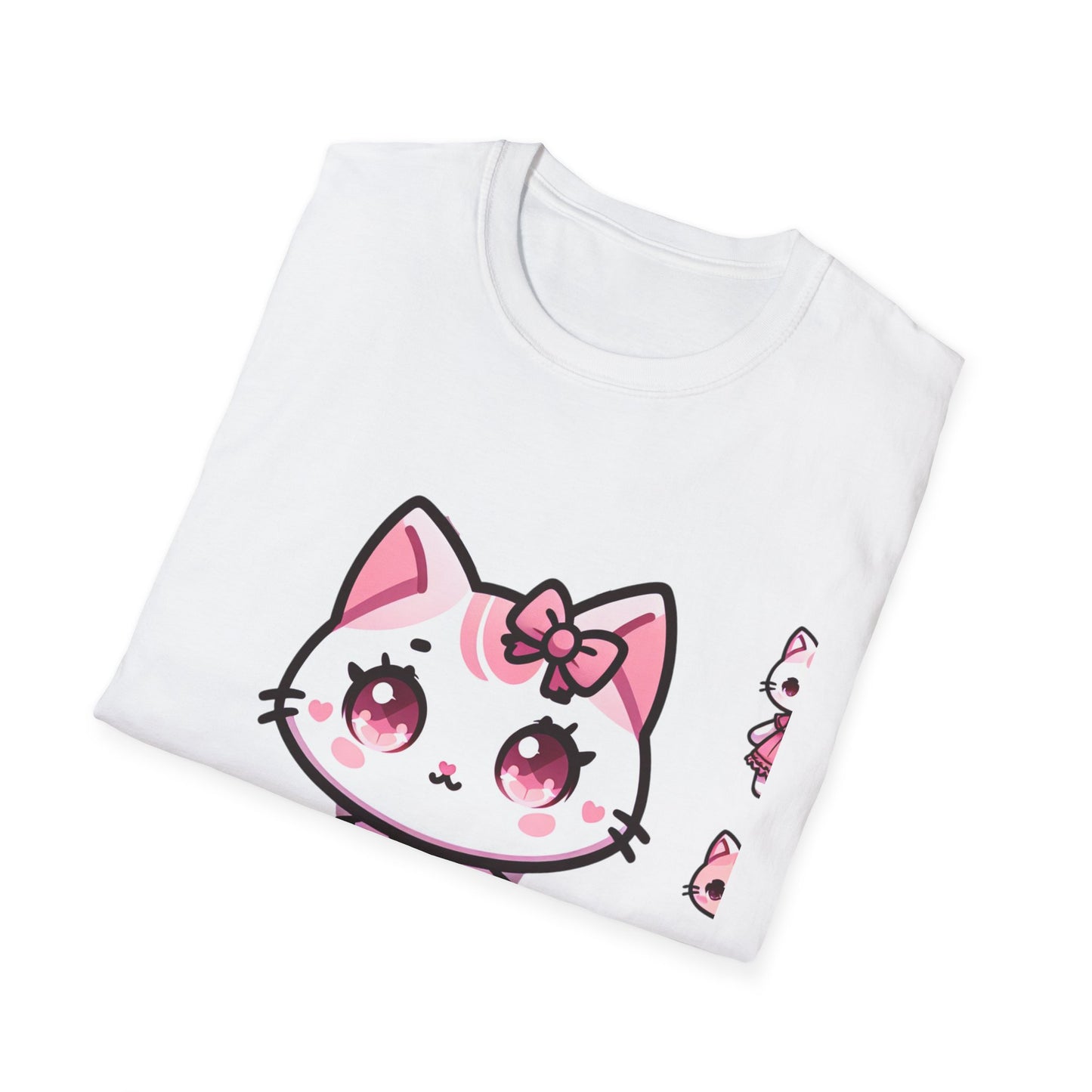 Cute Cat Character Unisex Softstyle T-Shirt for Animal Lovers