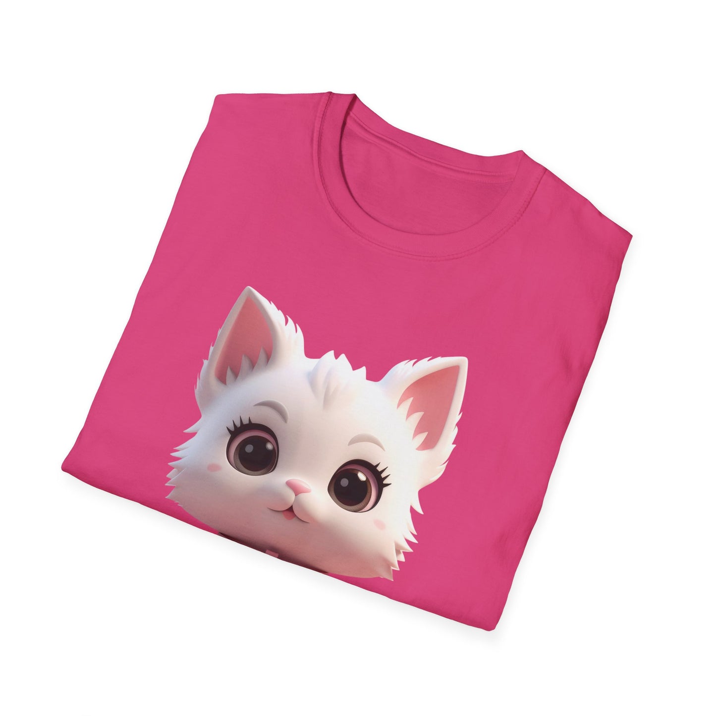 Cute Cartoon Cat Softstyle T-Shirt - Perfect for Pet Lovers