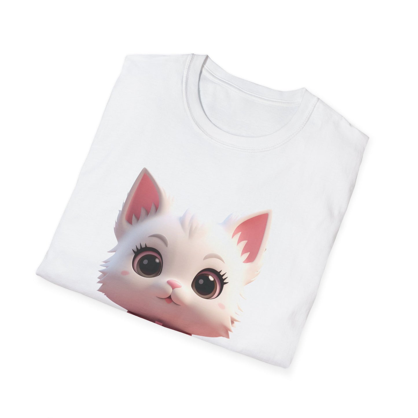 Cute Cartoon Cat Softstyle T-Shirt - Perfect for Pet Lovers
