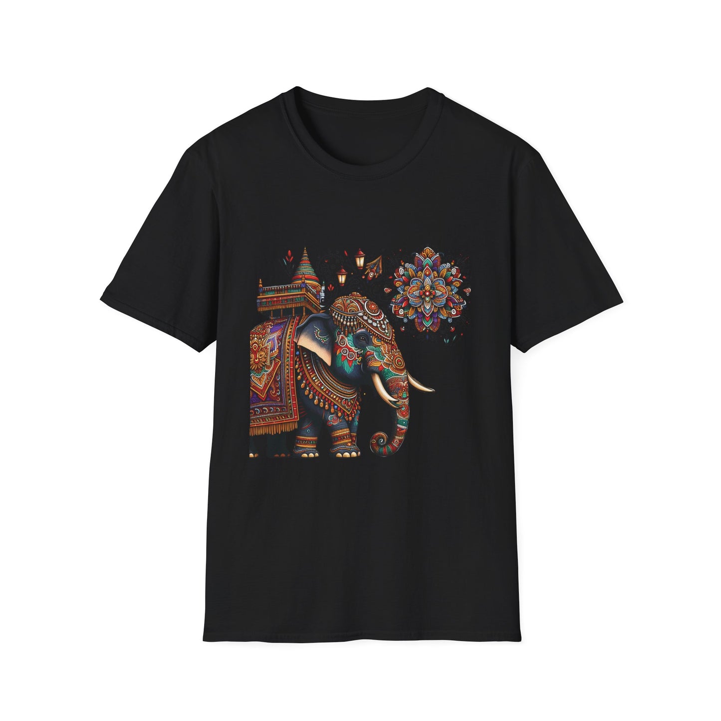 Bohemian Elephant Art T-Shirt - Softstyle Graphic Tee for Nature Lovers