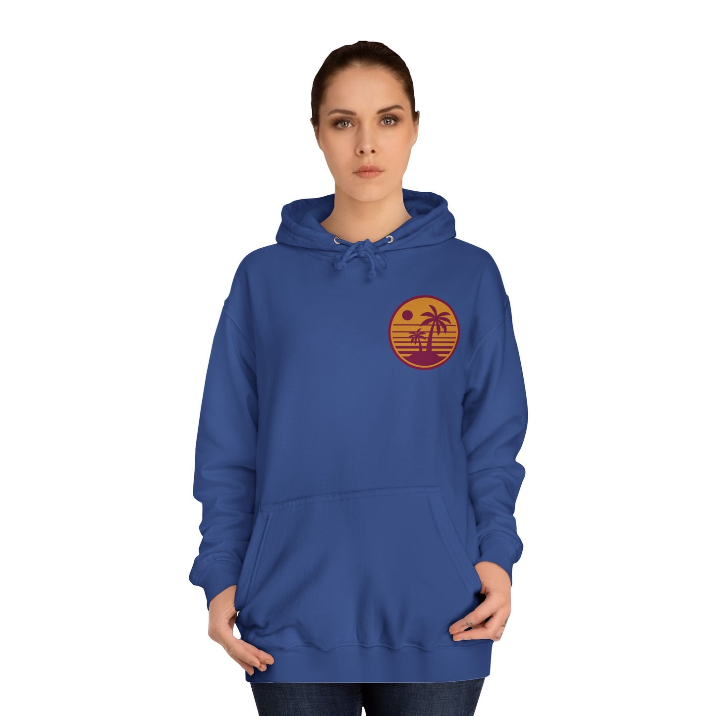 Unisex College Hoodie with Beach Sunset Print