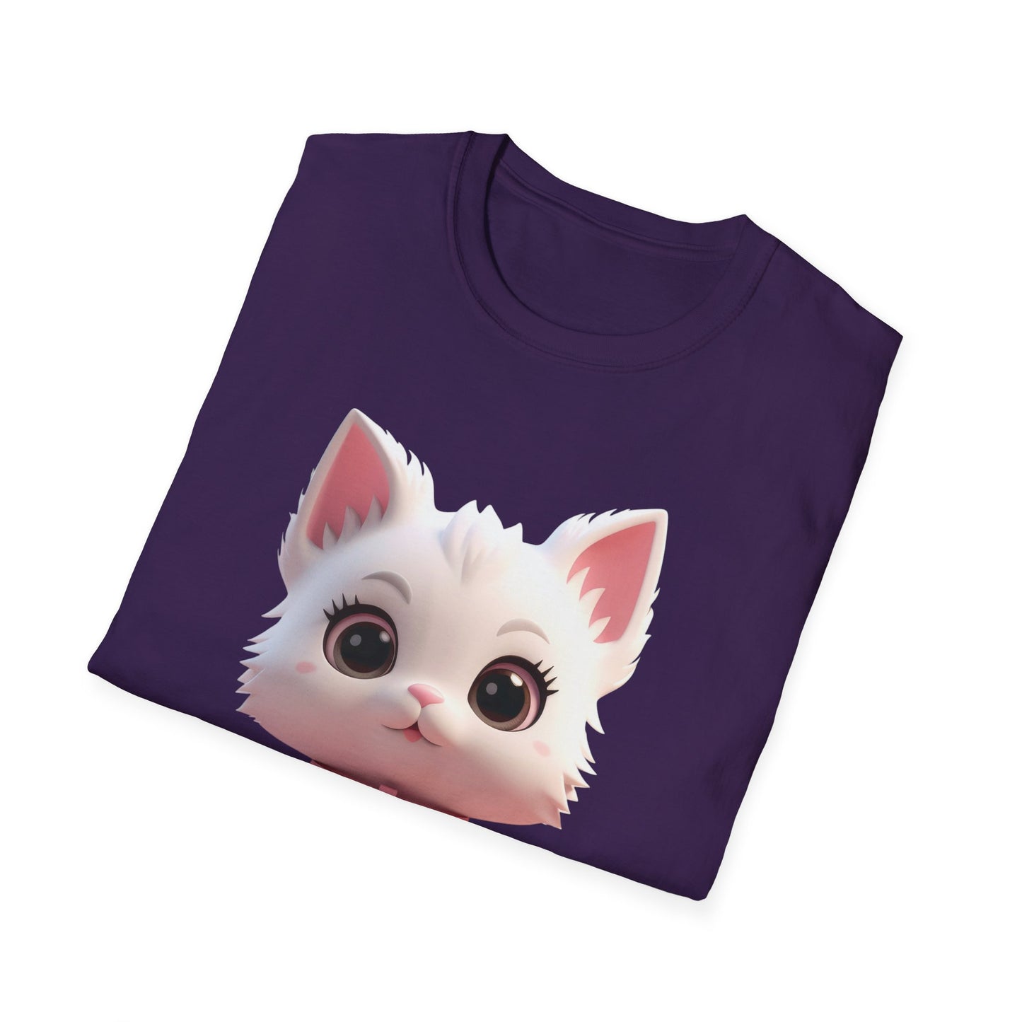 Cute Cartoon Cat Softstyle T-Shirt - Perfect for Pet Lovers