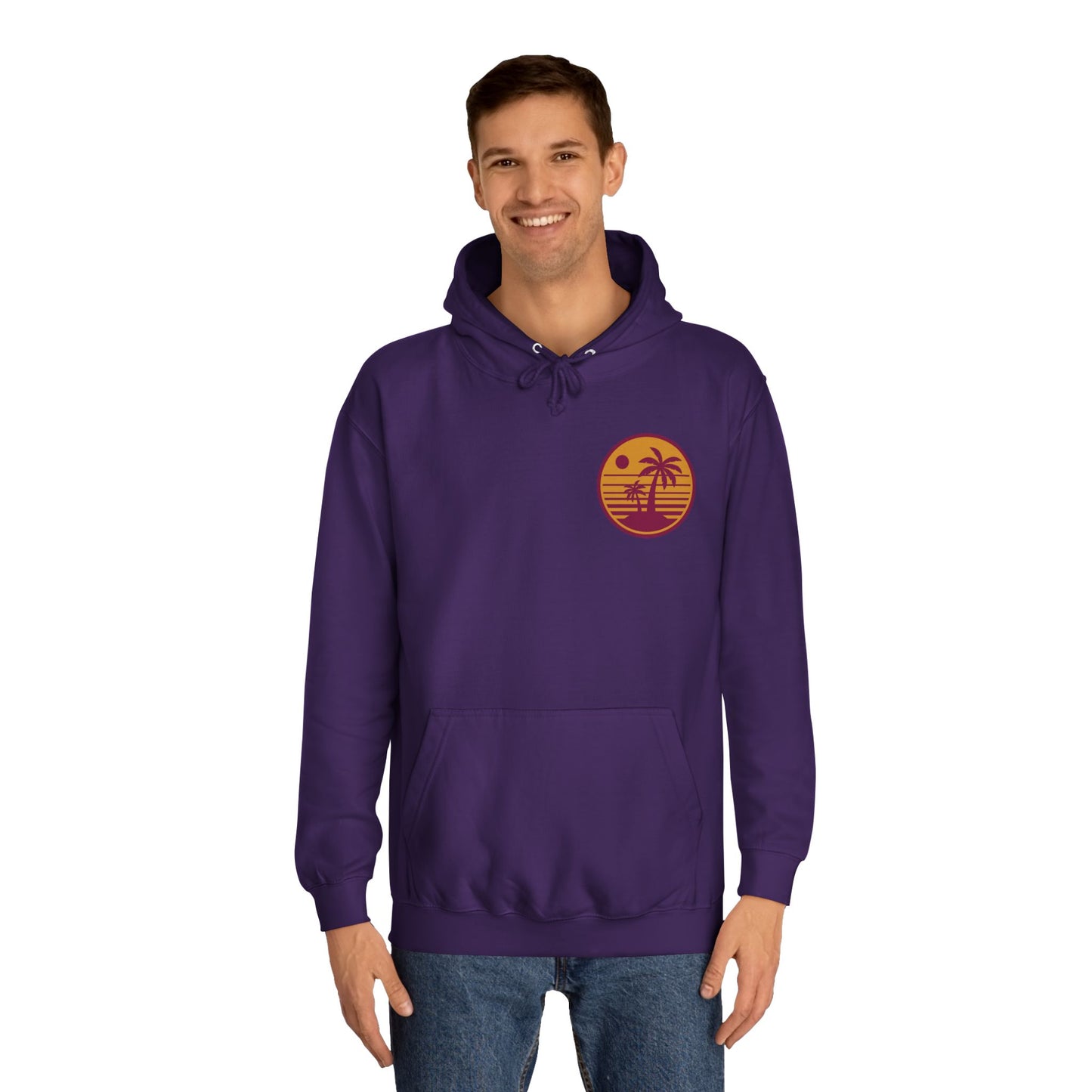 Unisex College Hoodie with Beach Sunset Print
