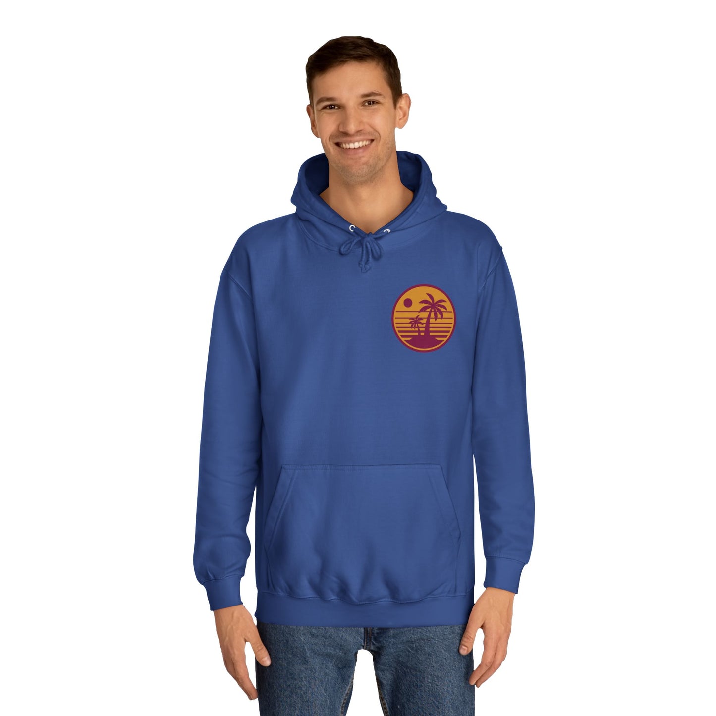 Unisex College Hoodie with Beach Sunset Print