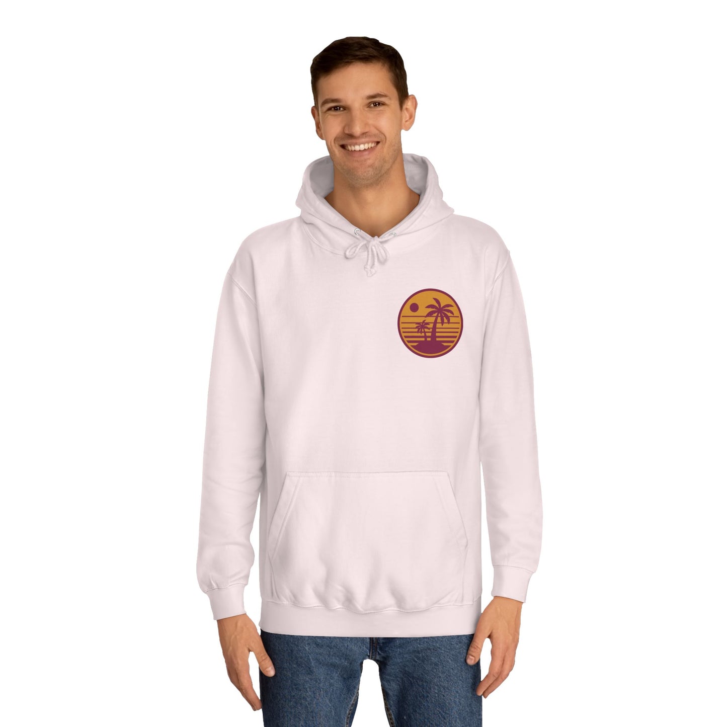 Unisex College Hoodie with Beach Sunset Print