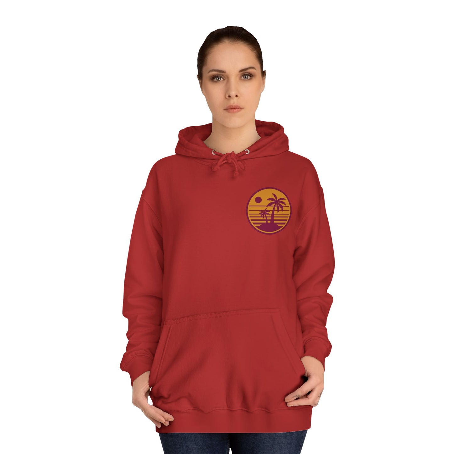 Unisex College Hoodie with Beach Sunset Print