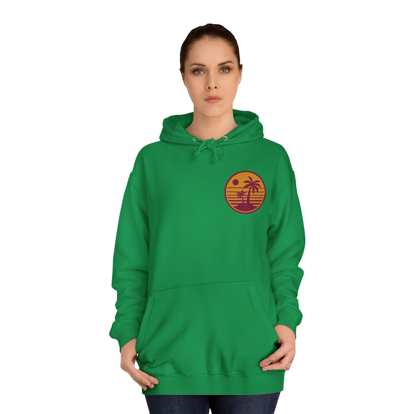 Unisex College Hoodie with Beach Sunset Print