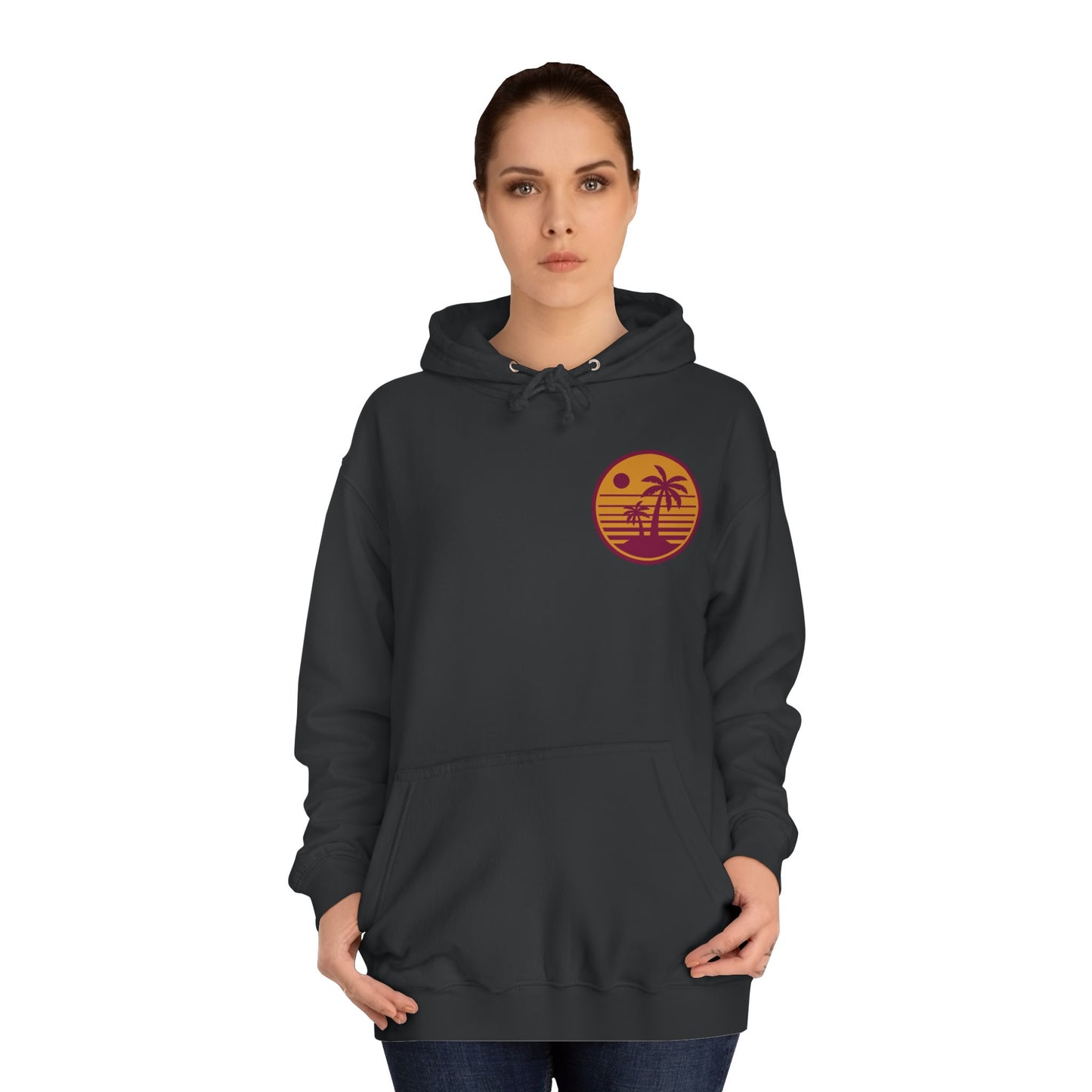Unisex College Hoodie with Beach Sunset Print