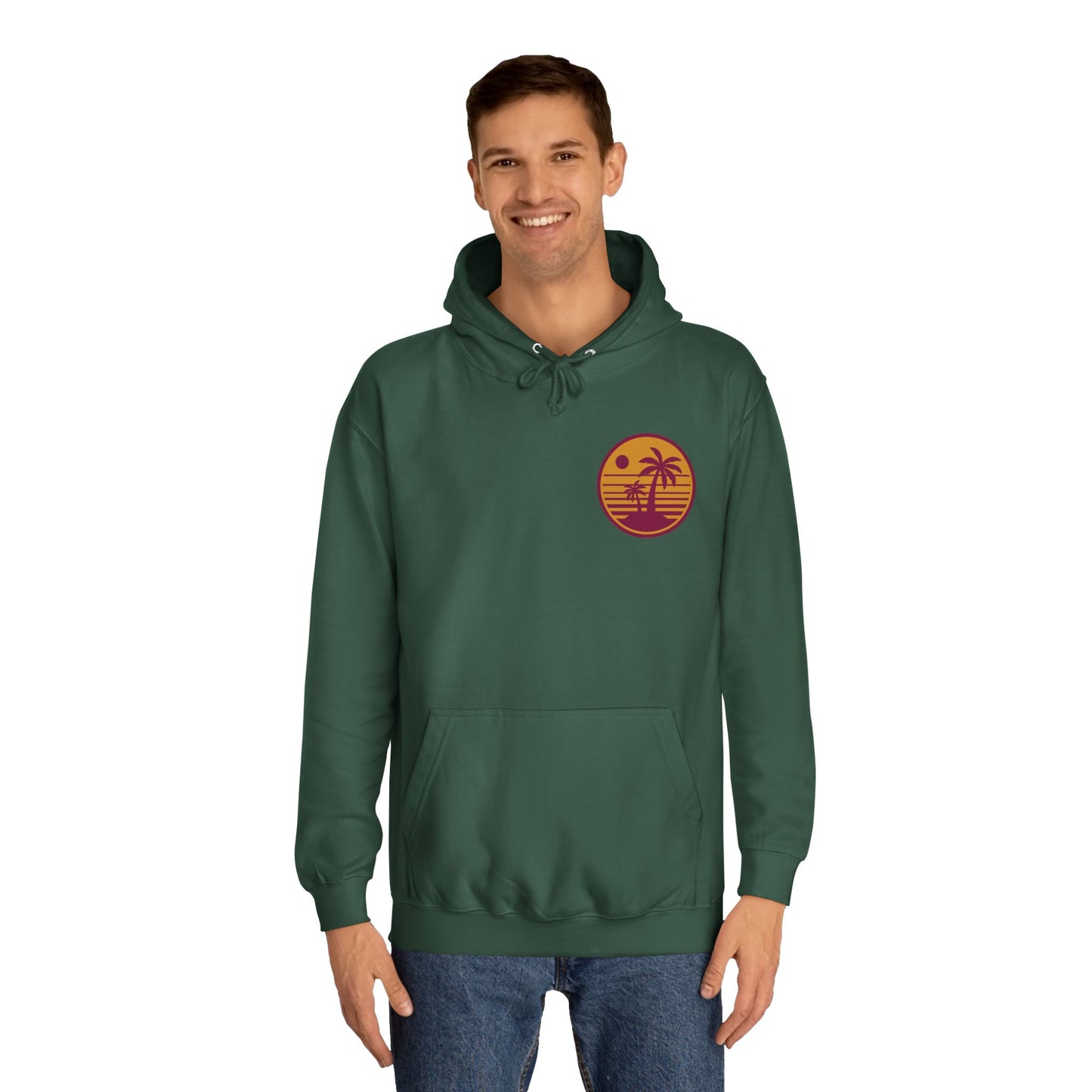 Unisex College Hoodie with Beach Sunset Print