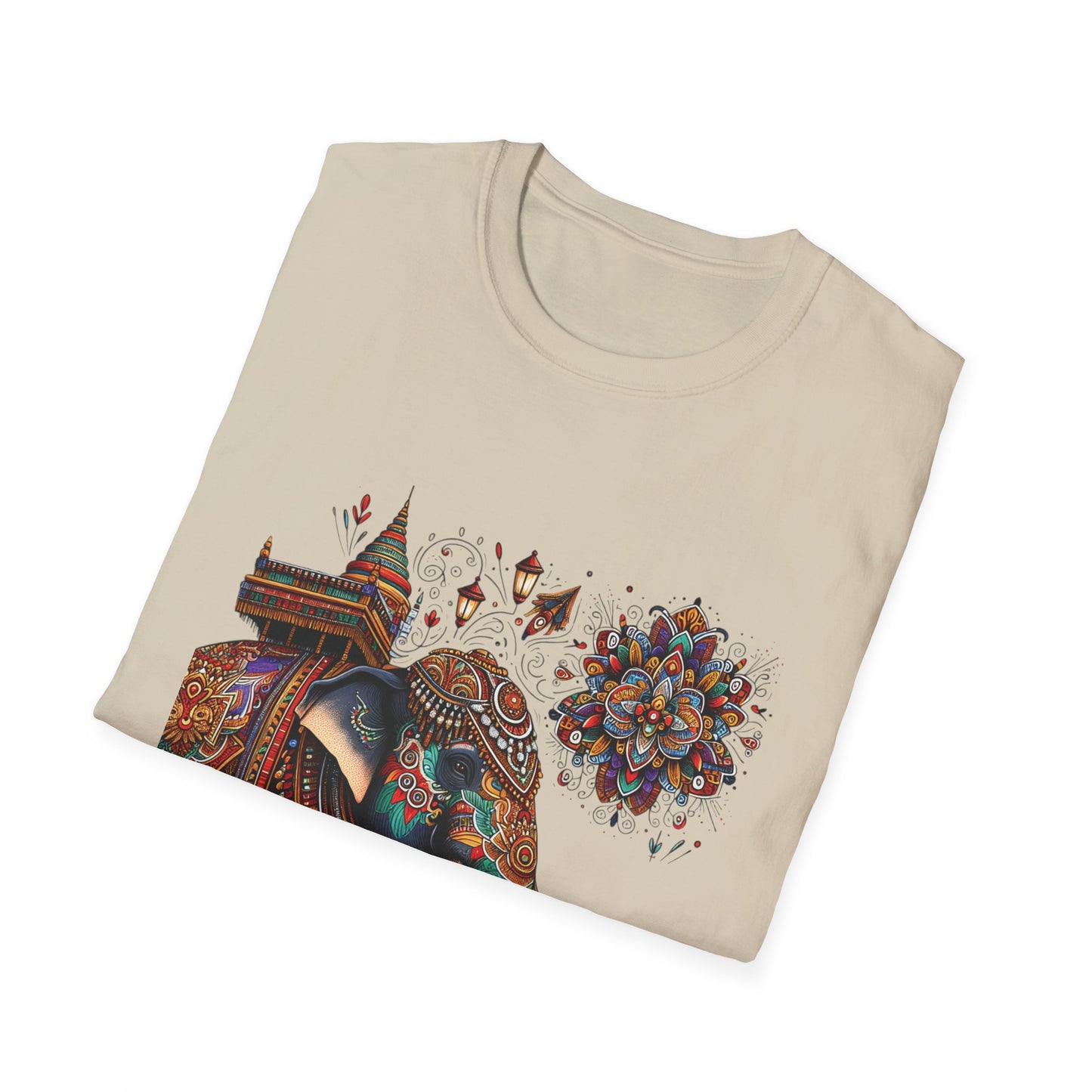 Bohemian Elephant Art T-Shirt - Softstyle Graphic Tee for Nature Lovers