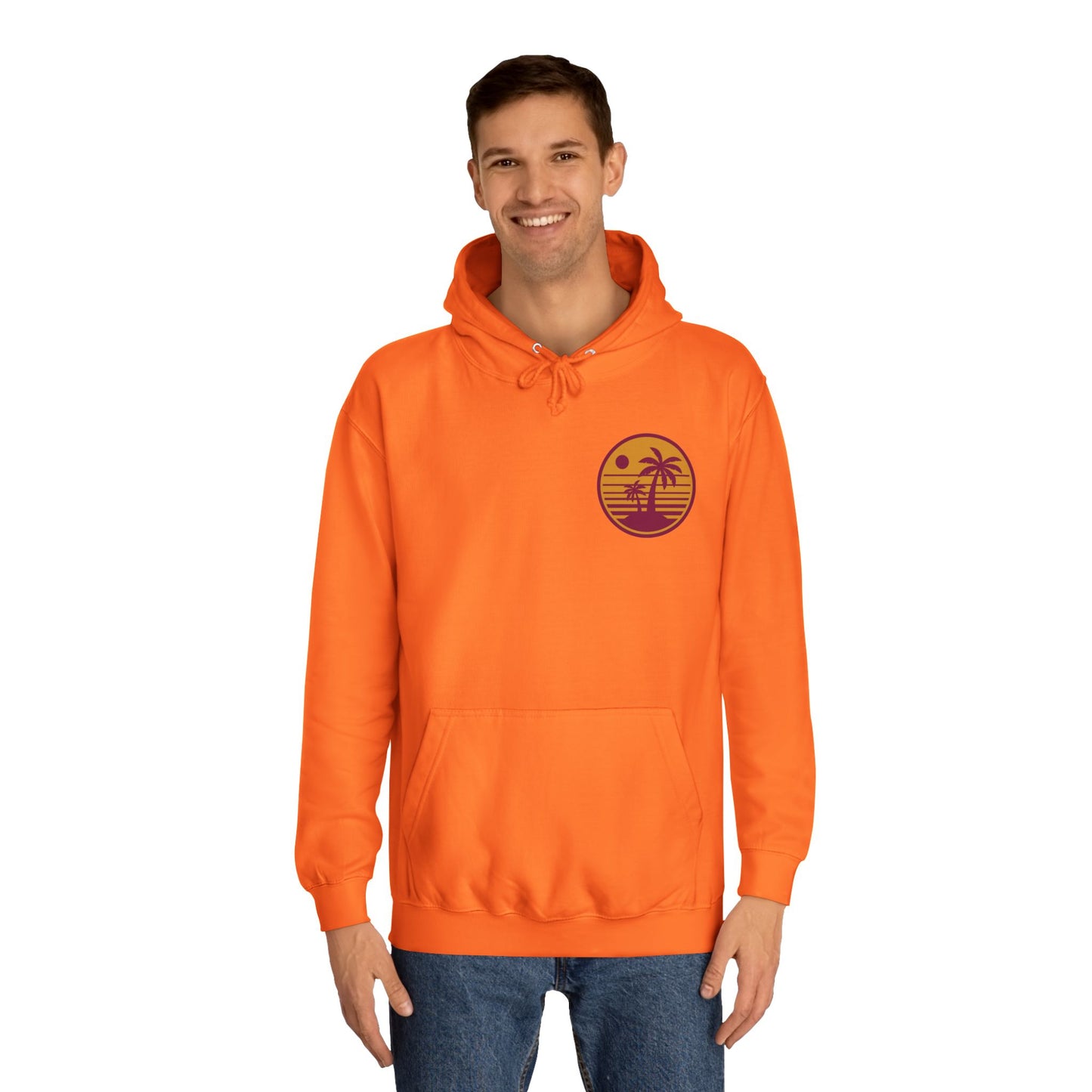 Unisex College Hoodie with Beach Sunset Print