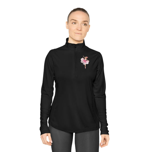 Elegant Ballerina Ladies Quarter-Zip Pullover - Perfect for Dance Enthusiasts