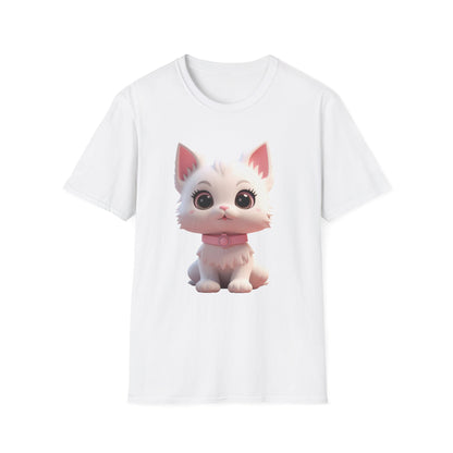 Cute Cartoon Cat Softstyle T-Shirt - Perfect for Pet Lovers
