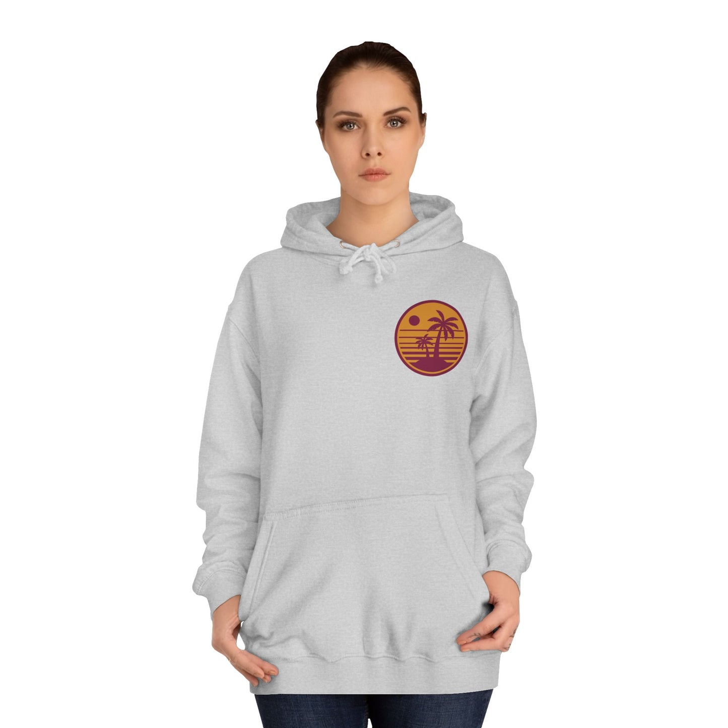 Unisex College Hoodie with Beach Sunset Print
