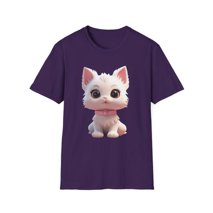 Cute Cartoon Cat Softstyle T-Shirt - Perfect for Pet Lovers