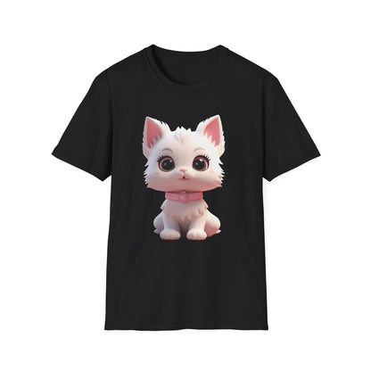Cute Cartoon Cat Softstyle T-Shirt - Perfect for Pet Lovers