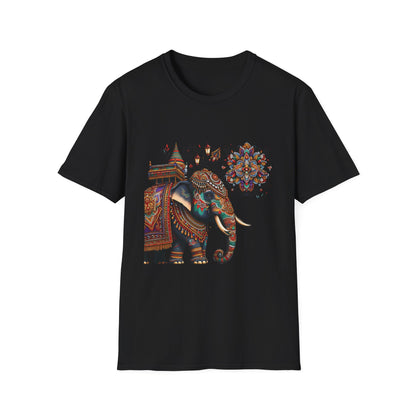 Bohemian Elephant Art T-Shirt - Softstyle Graphic Tee for Nature Lovers