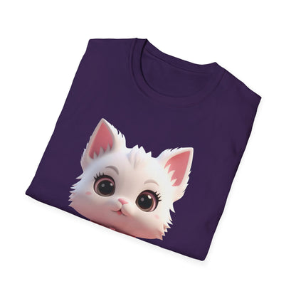 Cute Cartoon Cat Softstyle T-Shirt - Perfect for Pet Lovers