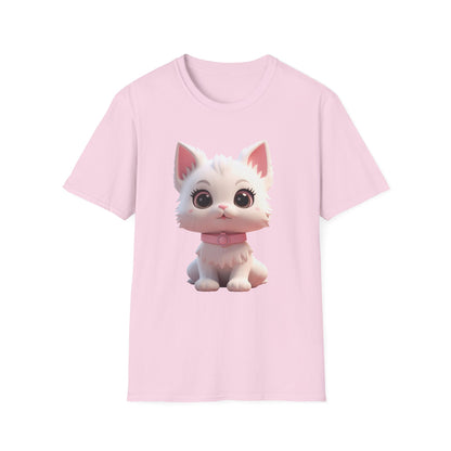 Cute Cartoon Cat Softstyle T-Shirt - Perfect for Pet Lovers